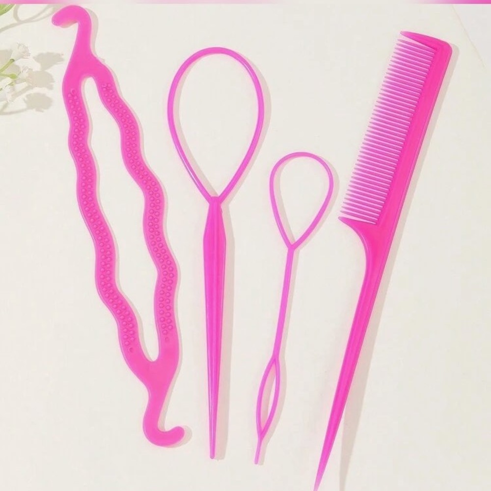 4Pcs Hair Braiding Tool, DIY Styling Tool Kit Updo Ponytail Maker Accessories